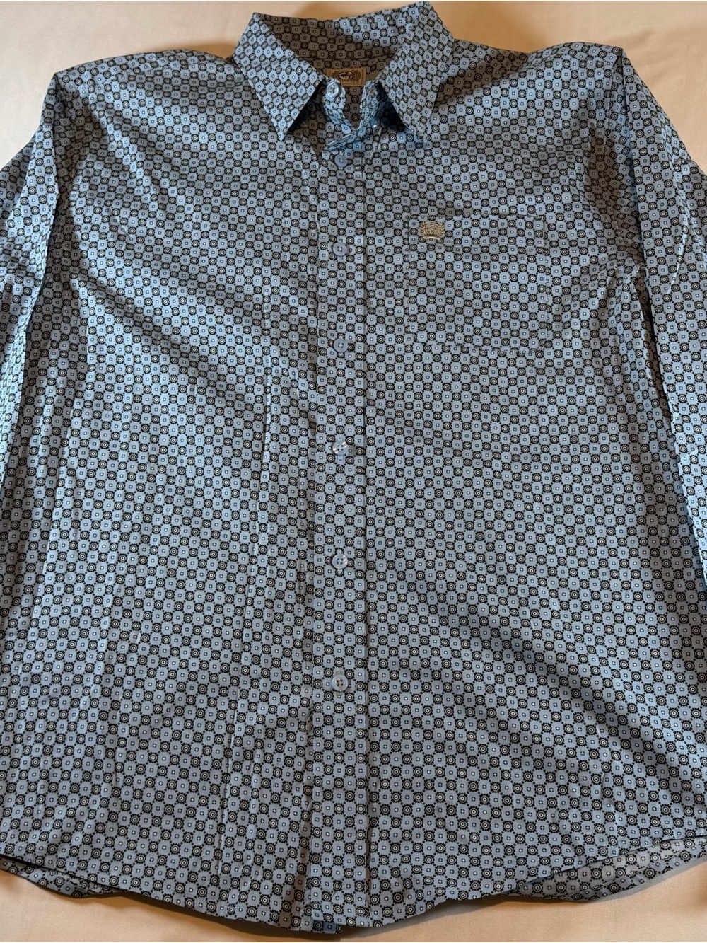 Cinch Men's Light Blue Geometric Button-Down Shirt